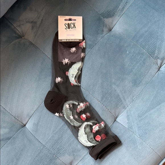 Sheer Socks - black with moon design - Picture 1 of 1